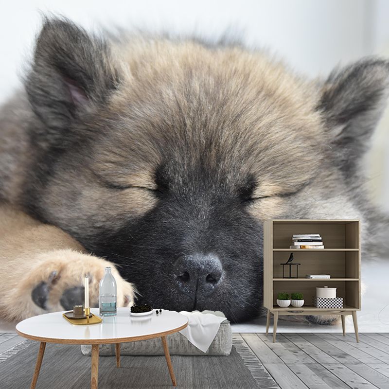 Puppy Animal Mural Wallpaper Stain Resistant Wall Covering for Living Room