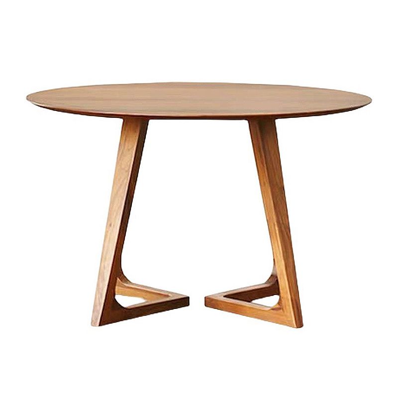Modernism Single Wood Sled Legs Coffee Table Round Cocktail Table
