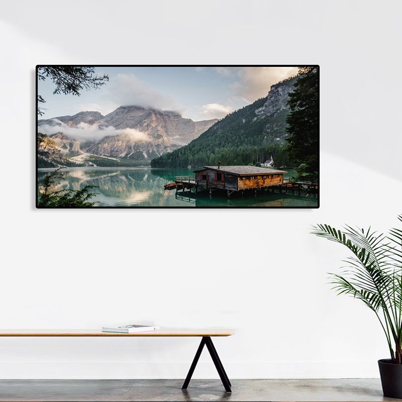 Light Color Seaside View Painting Textured Wall Art Print for Guest Room, Multiple Sizes