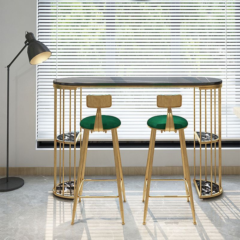 Low Back Dining Stools Round Upholstered Bar Stools with Footrest
