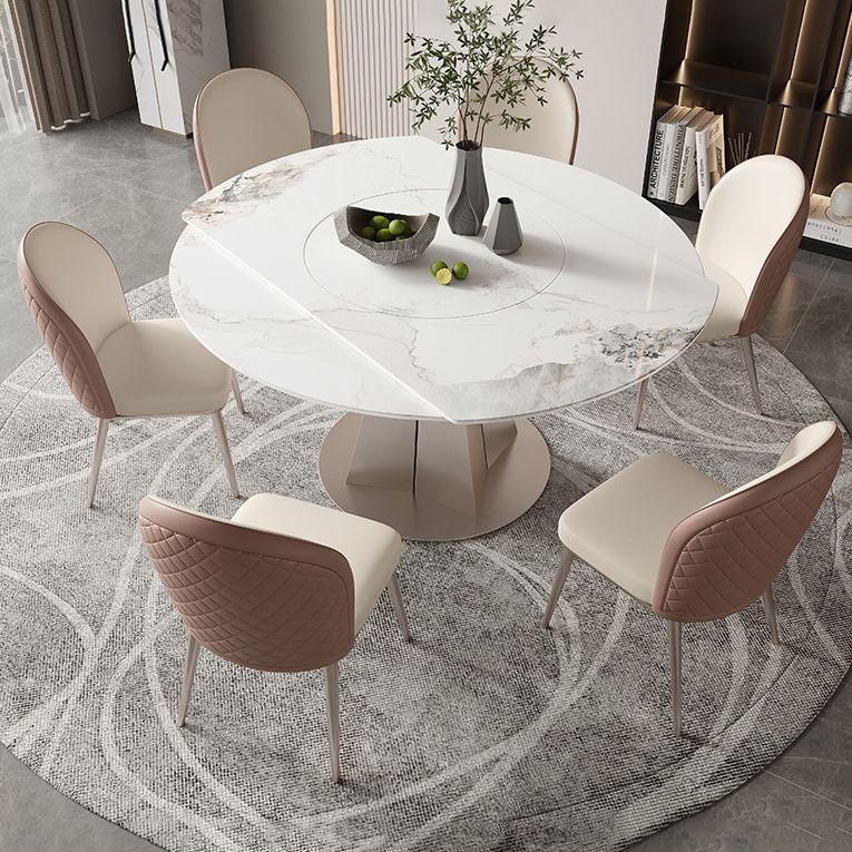 Modern Sintered Stone White Dining Room Set Space-Saving Design Dining Table Furniture
