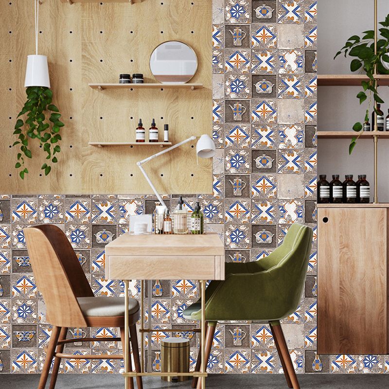 Antique Cookware Print Peel Wallpapers Distressed Grey Geometric Wall Art, 12 Pieces