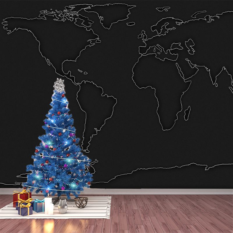 Map Illustration Mural Decorative Eco-friendly for Home Decor