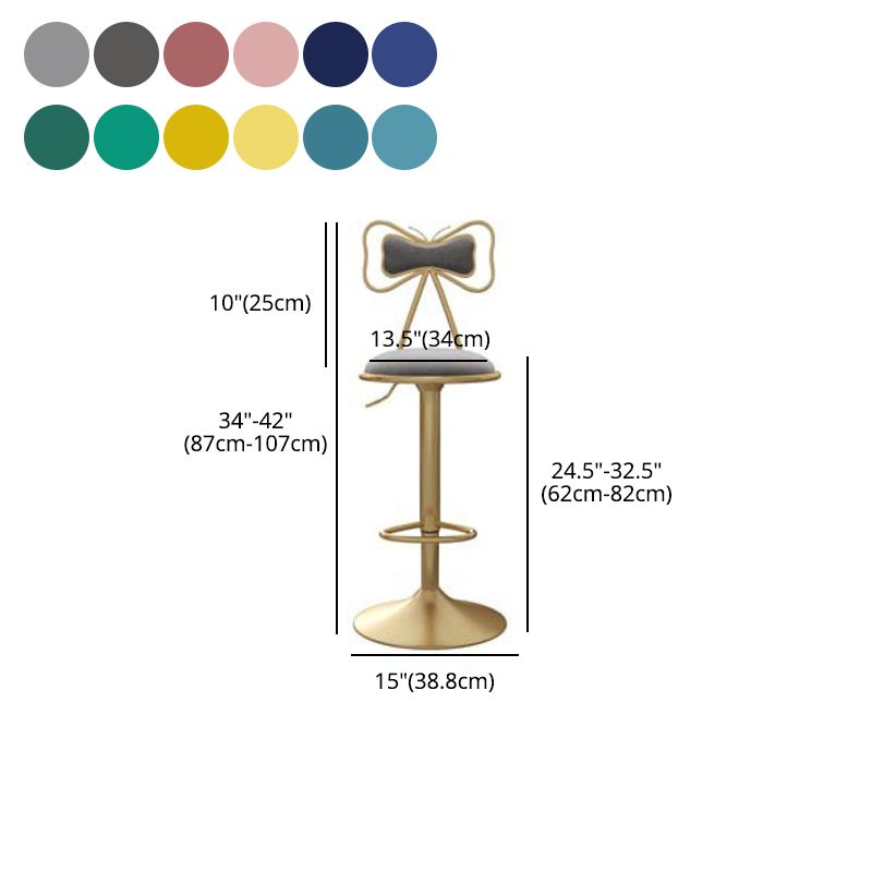 Glam Adjustable Swivel Barstool Matte Finish Velvet Home Stool