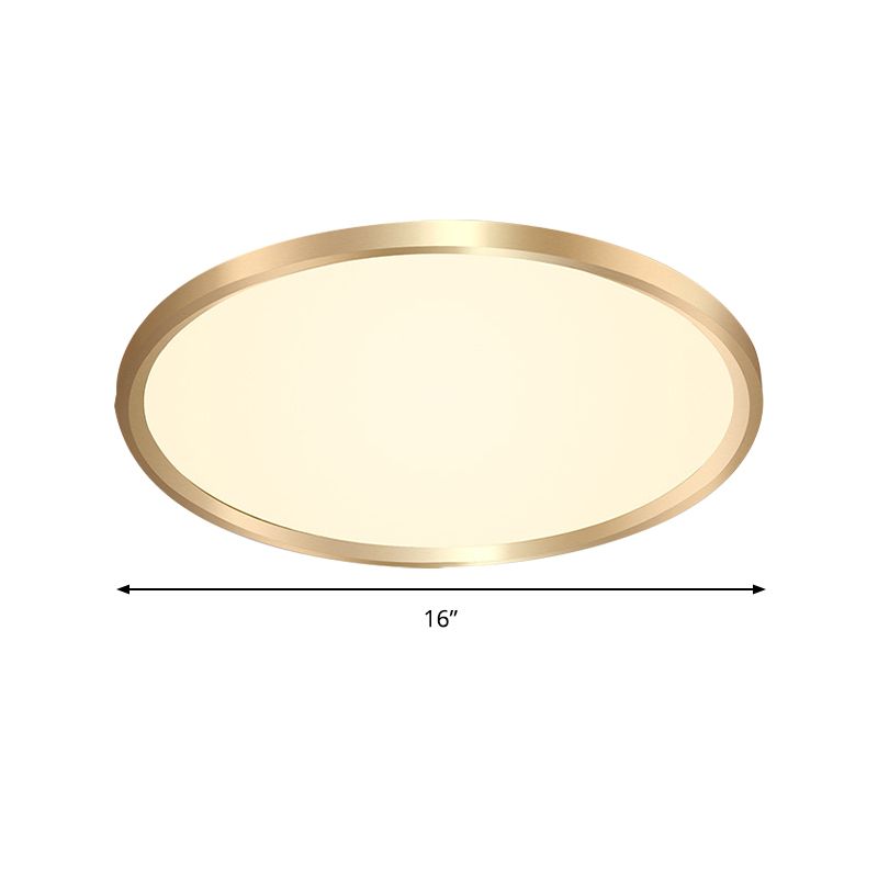 Plafonnier LED en métal de style simple avec disque doré, lumière blanche chaude/blanche, 30,5 cm/40,6 cm/49,5 cm de large