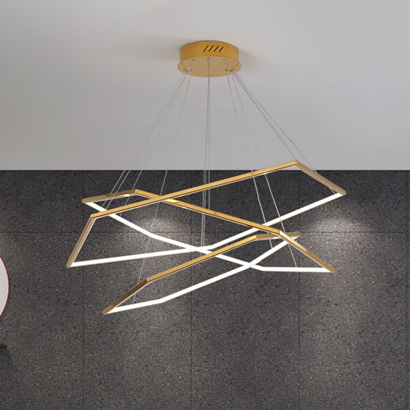Ultra-modern Geometric Chandelier Metallic Suspended Lighting Fixture for Living Room