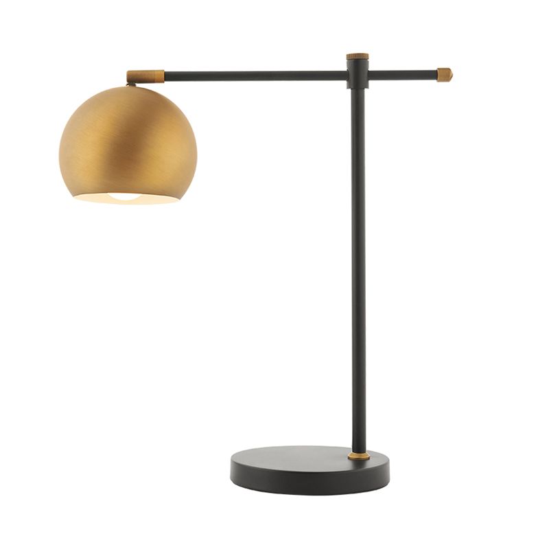 1-Head Bedroom Nightstand Lamp Post-Modern Brass Table Lighting with Globe Metal Shade