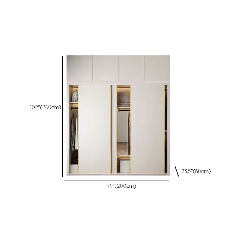 Engineered Wood Wardrobe Cabinet Modern Style Wardrobe Closet with Mirror