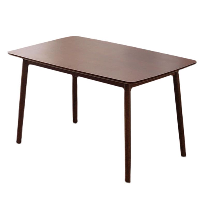 Brown Solid Wood Dining Table Modern Rectangular Furniture with 4 Legs for Office