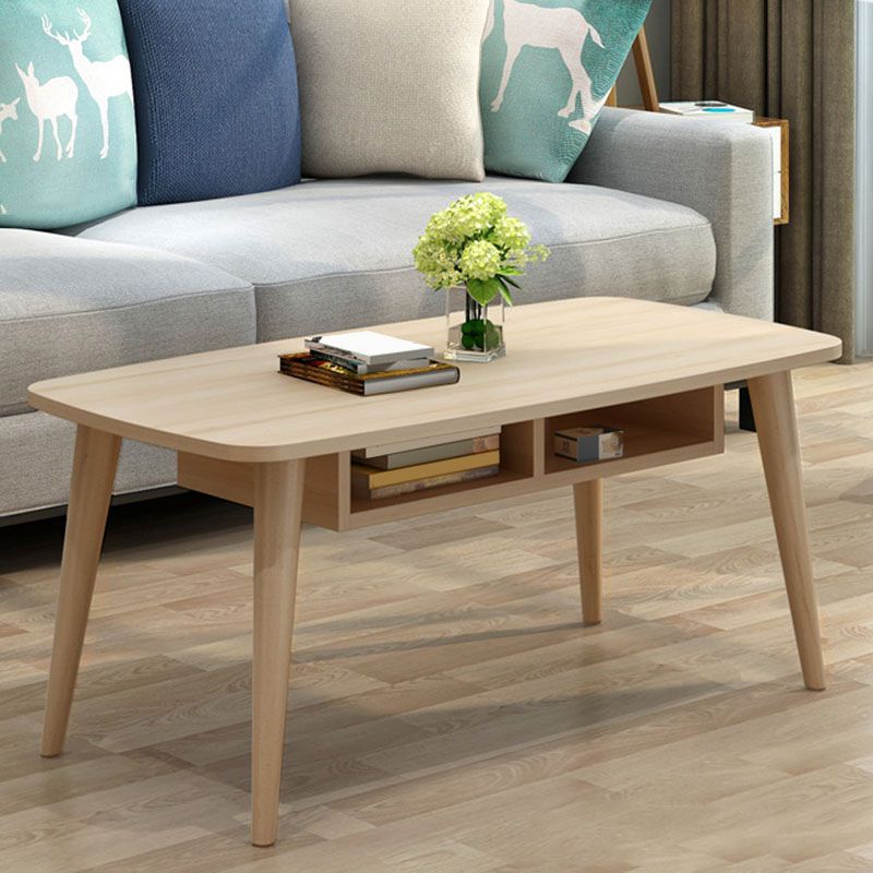 Modern 4 Legs Cocktail Table Rectangular Coffee Table - White/Wood