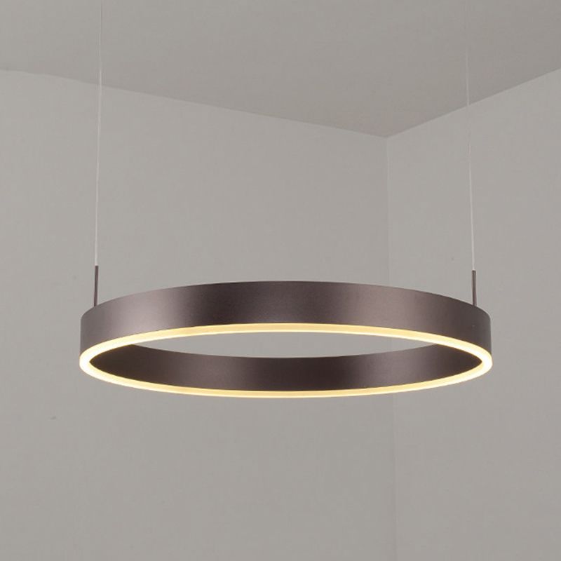 Modern 1/2/3-Light Suspension Pendant with Acrylic Shade Coffee Ring Chandelier Light in Warm/White Light