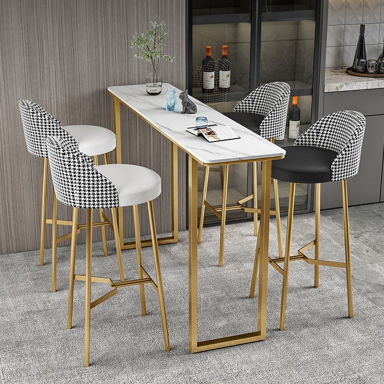 Industrial Style Stone Top Cocktail Bar Table 42-inch Height Table for Kitchen