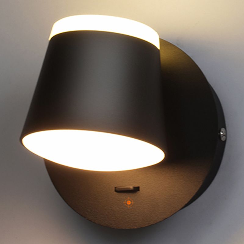 Modern Metal Wall Sconce LED Wall Light with Aluminum Shade in Black and White for Bedroom