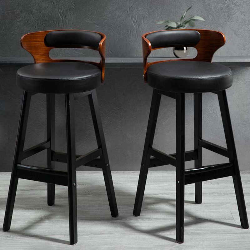Industrial Style Low Back Bar-stool Wooden Bar Stool with Wooden Legs