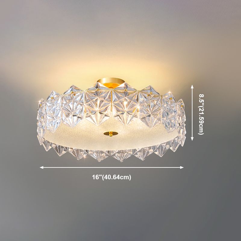 Plafonnier de forme ronde moderne en fer avec abat-jour en verre pour chambre à coucher et étude