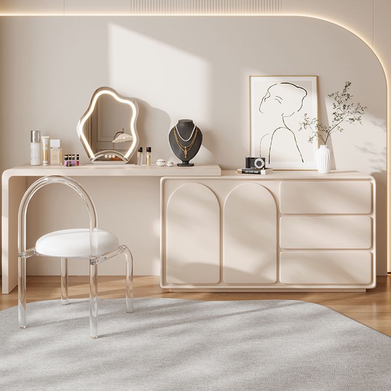 Contemporary White Lighted Mirror Bedroom With Drawer Vanity Dressing Table