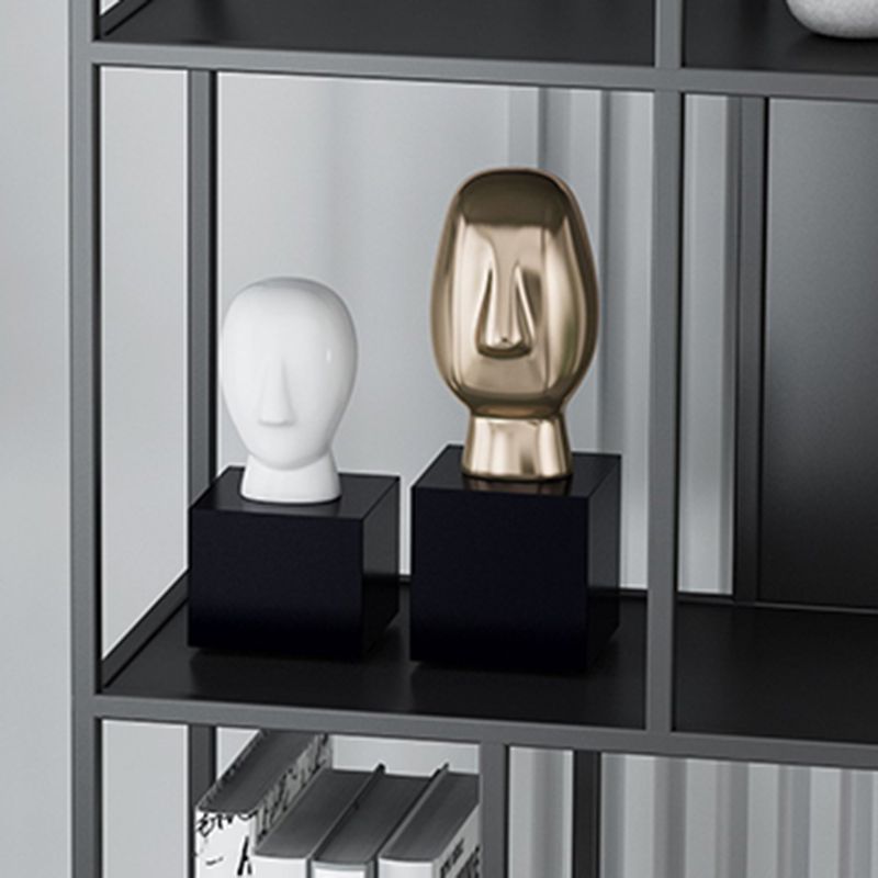 Modern Open Bookcase with Metal Rectangular Shelves for Study Room