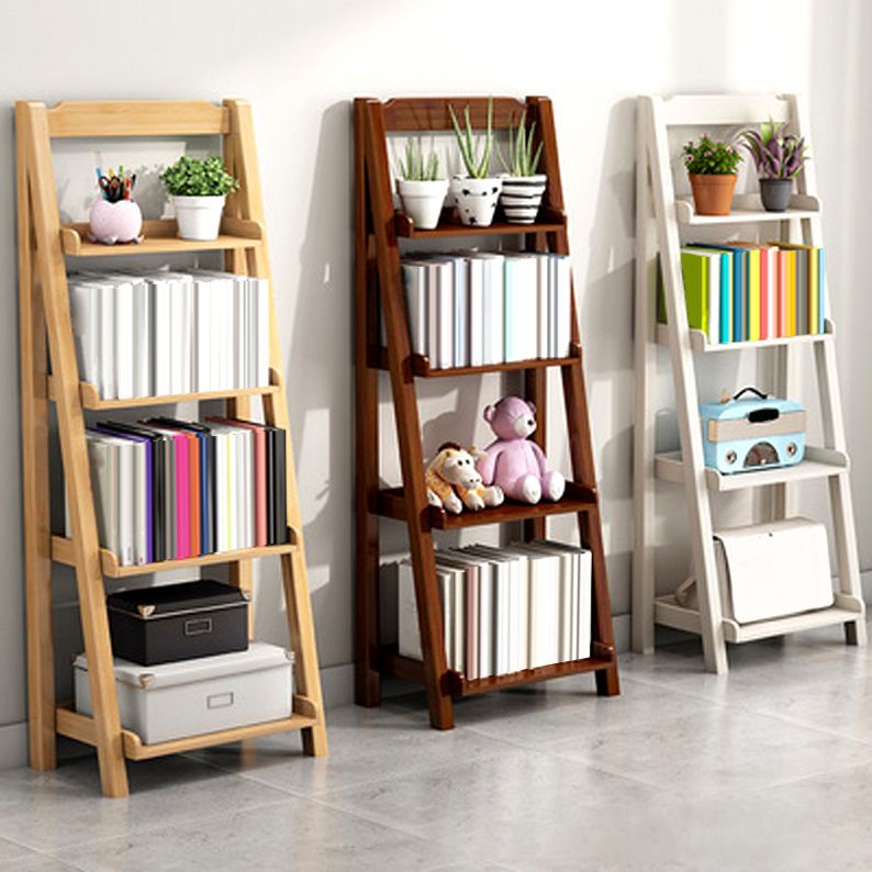 Solid Wood Bookshelf Modern Ladder Bookshelf 55.1" H X 14.2" W