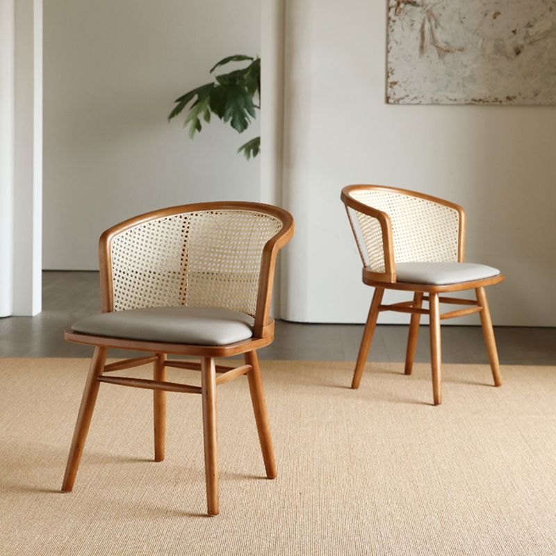 Rectangle Dining Set 1/4/5/6 Pcs Ash Solid Wood and Rattan Dining Table and Chairs