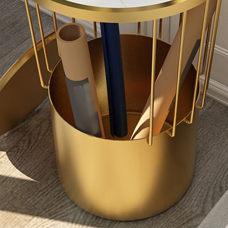 Open Storage Night Table Modern Metal Stone Top 22'' Tall Bed Nightstand