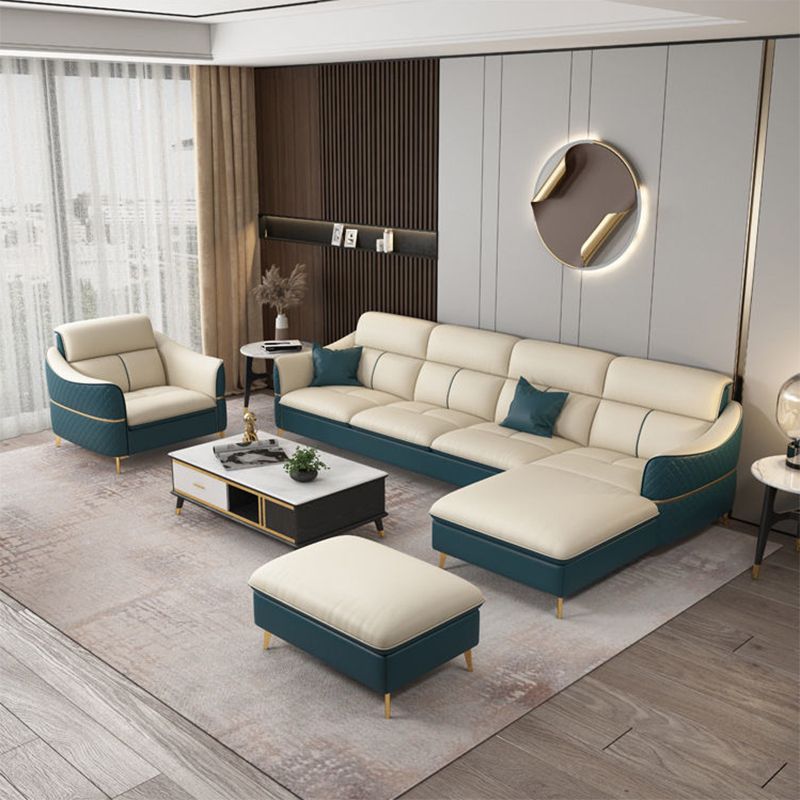 Glam Style Sofa Bed with Padded Leather and White Upholstery Sofa