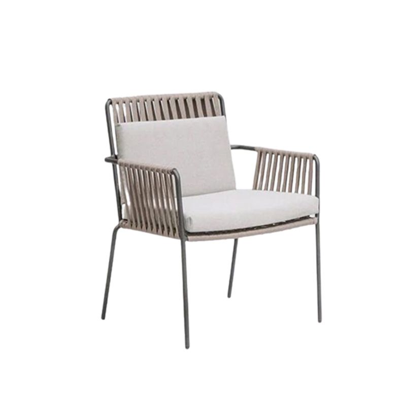 Tropical Outdoor Chair with Removable Cushion and Arm Upholstered Dining Side Chair