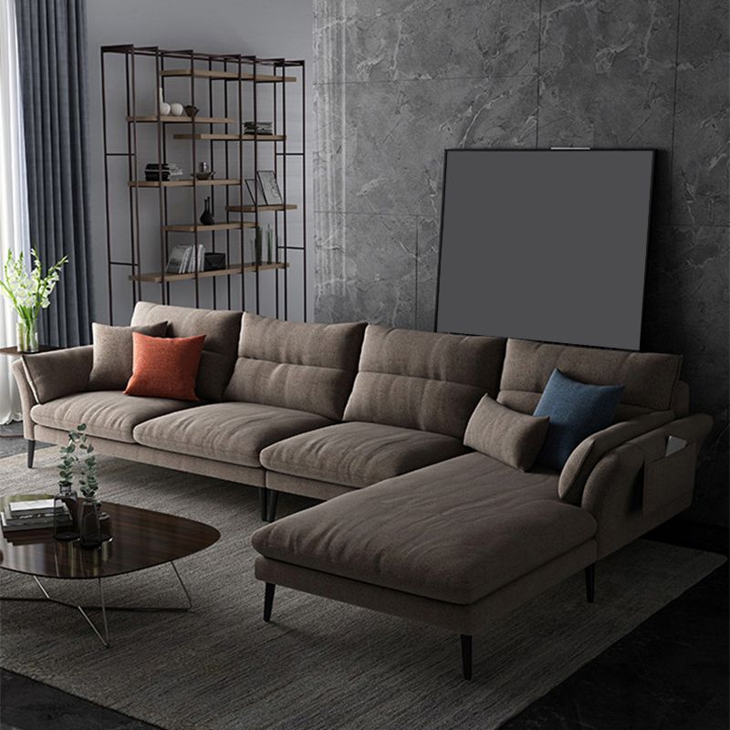 Flared Arm Fabric Sectional with Storage 4-seater Sofa & Chaise