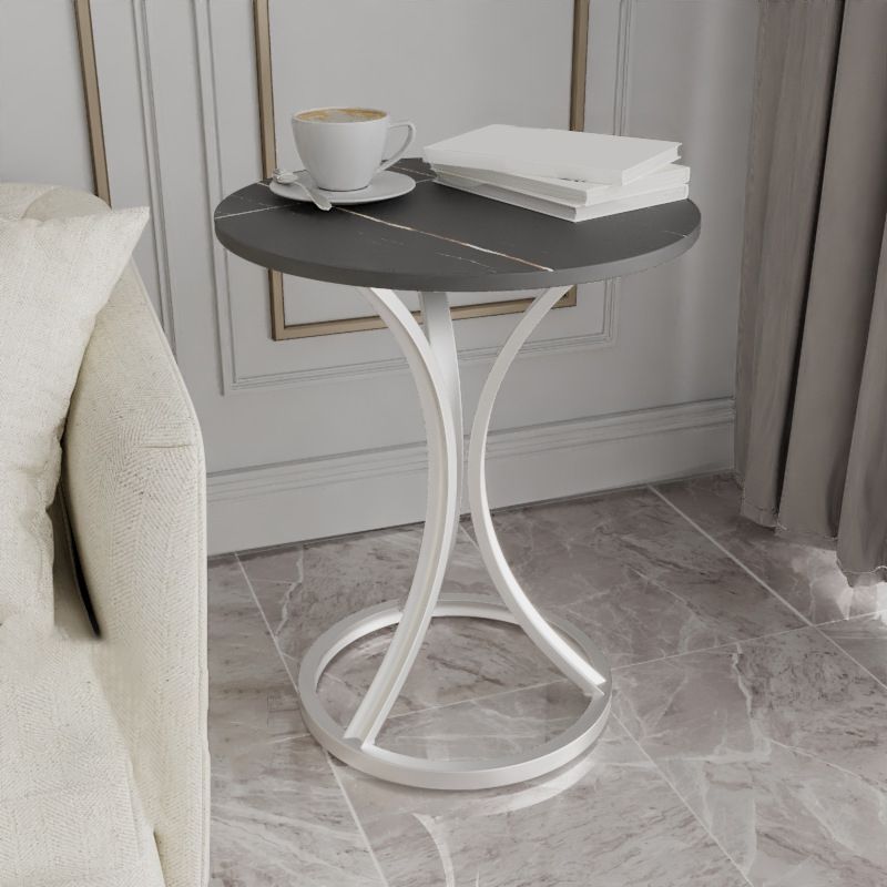 Modern Slate Round Side End Table Frame Base Type Sofa Table