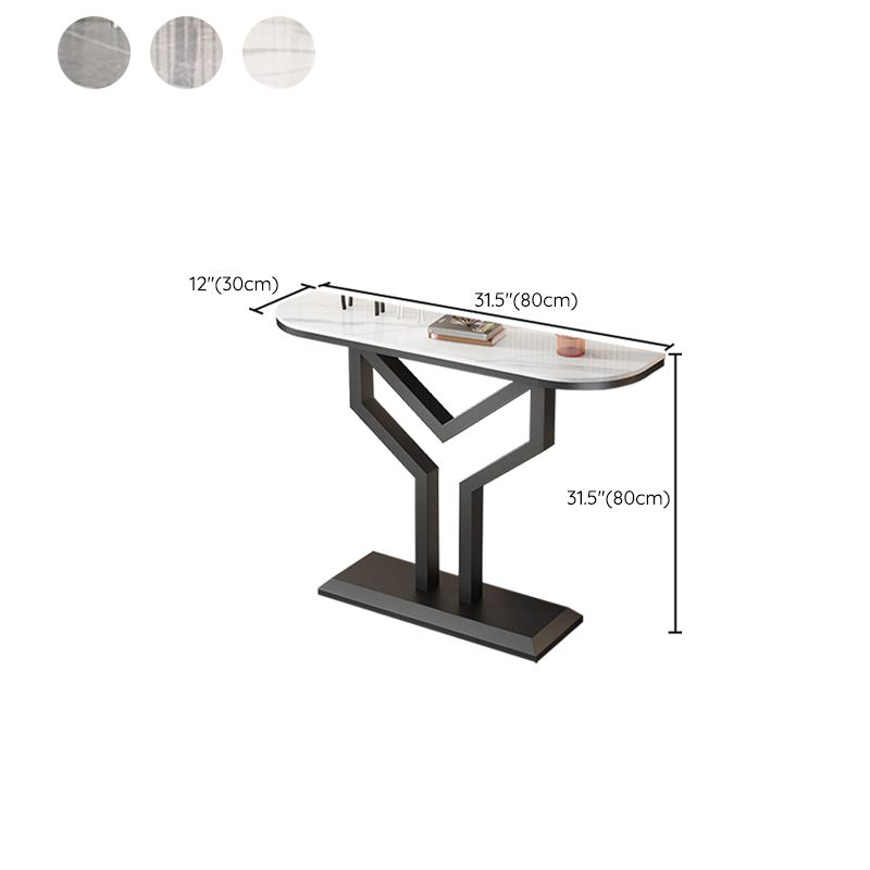 Stone Half Moon Accent Table 1-shelf 11.81" Wide Console Table