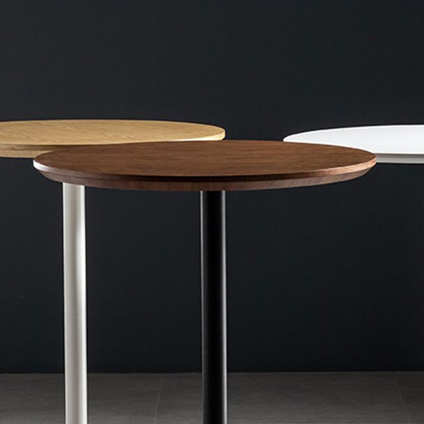 Modern Round Bar Dining Table Indoor Wood Top Bar Height Table Metal Base 42-Inch Top