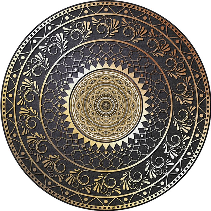 Multi-Colored Bedroom Area Rug Moroccan Mandala Print Rug Synthetics Non-Slip Backing Washable Stain Resistant Rug