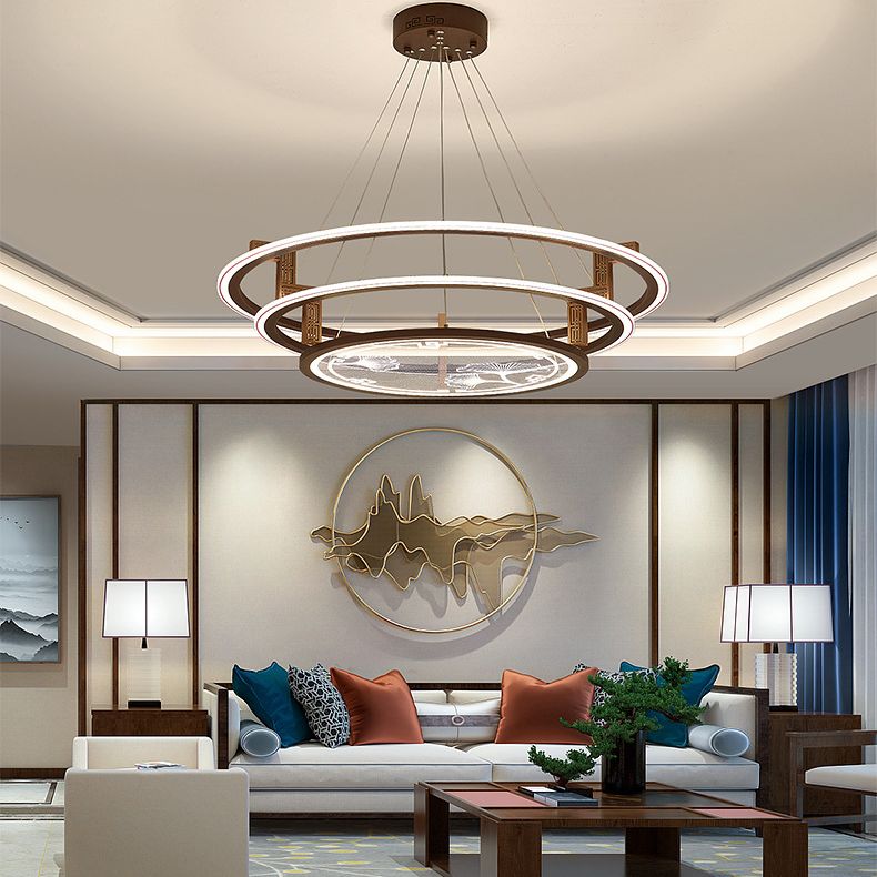 Brown Aluminum Hanging Pendant Lights Contemporary Hanging Lamps for Tea House