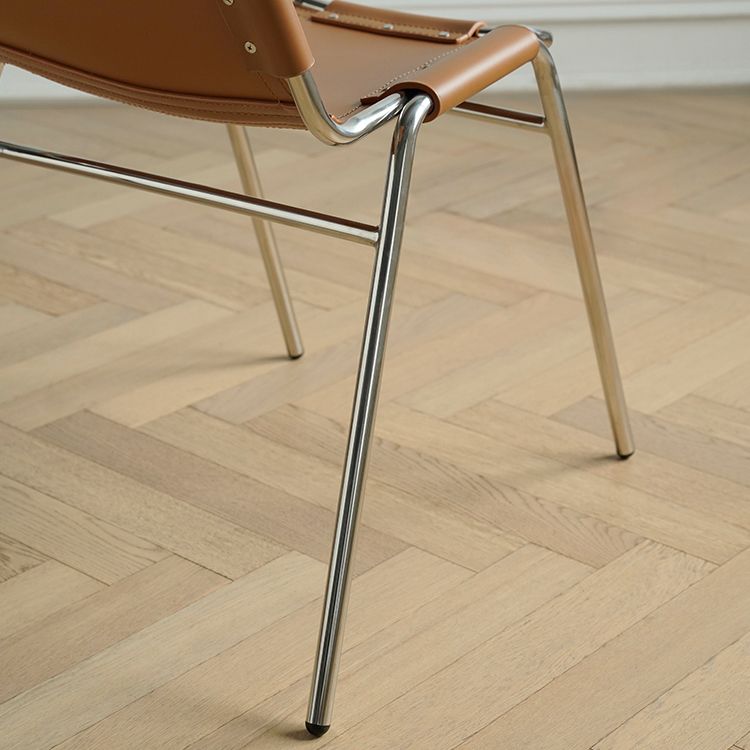 Modern Style Side Chair Leather Metal Base Dining Chair for Home