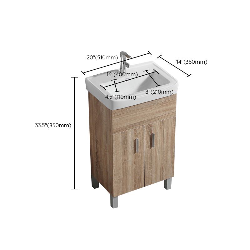 Mirror Vanity Wood Freestanding Rectangle 2 Doors Bathroom Vanity with Single Sink