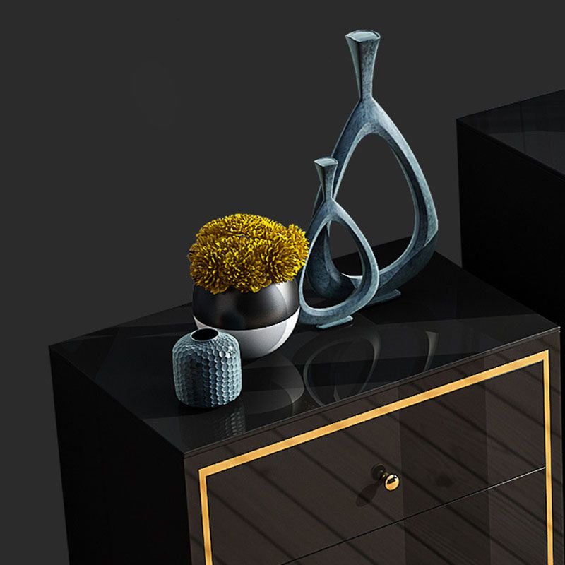 Bedroom Glam Wooden Storage Chest Vertical Chest with Drawers