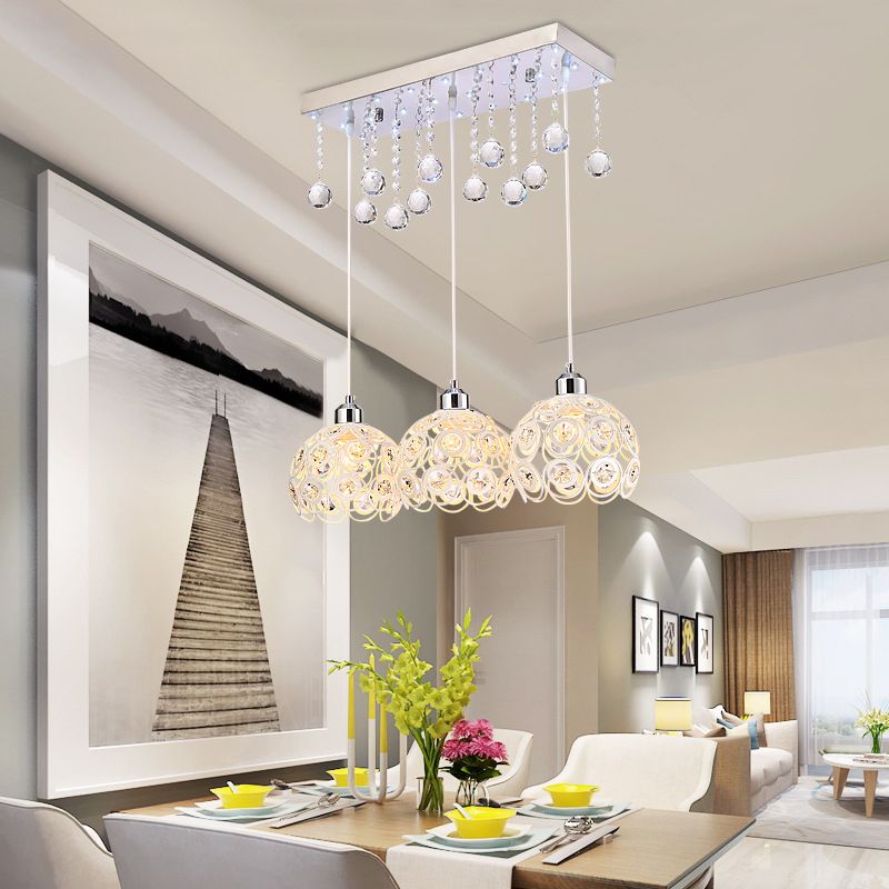 Salle à manger à teinte mondiale Crystal Crystal 3-Light Pendant moderne Lampe