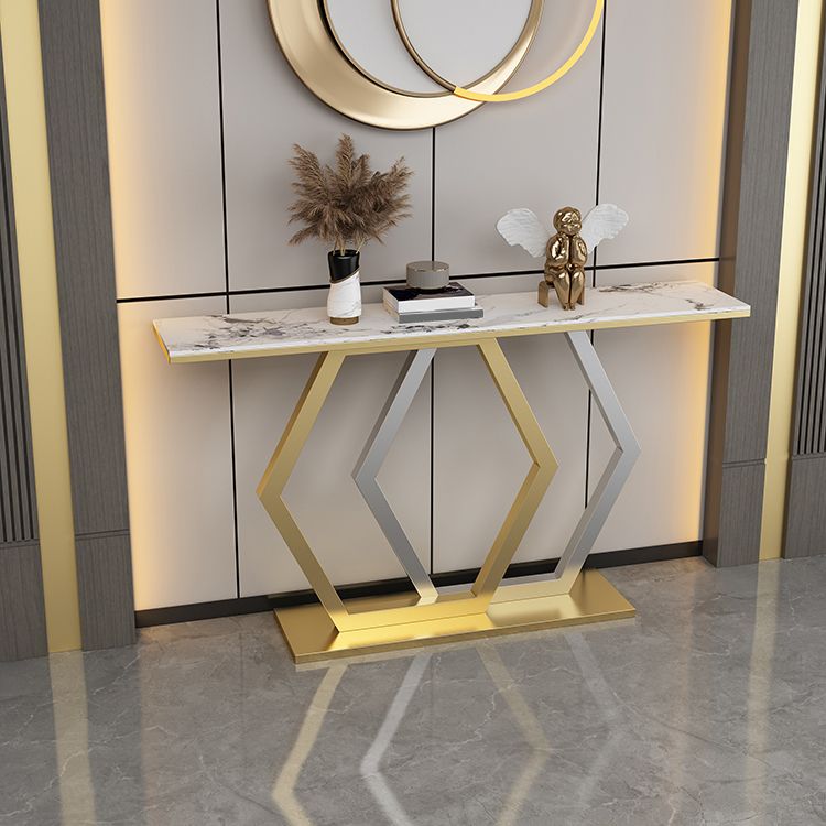 Glam Console Accent Table Antique Finish Sofa Table in Stone