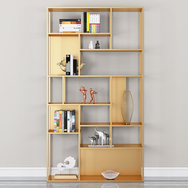 Modern Metal Bookshelf Etagere Open Shelf Bookcase with Shelves-70.8" H x 11.8" W