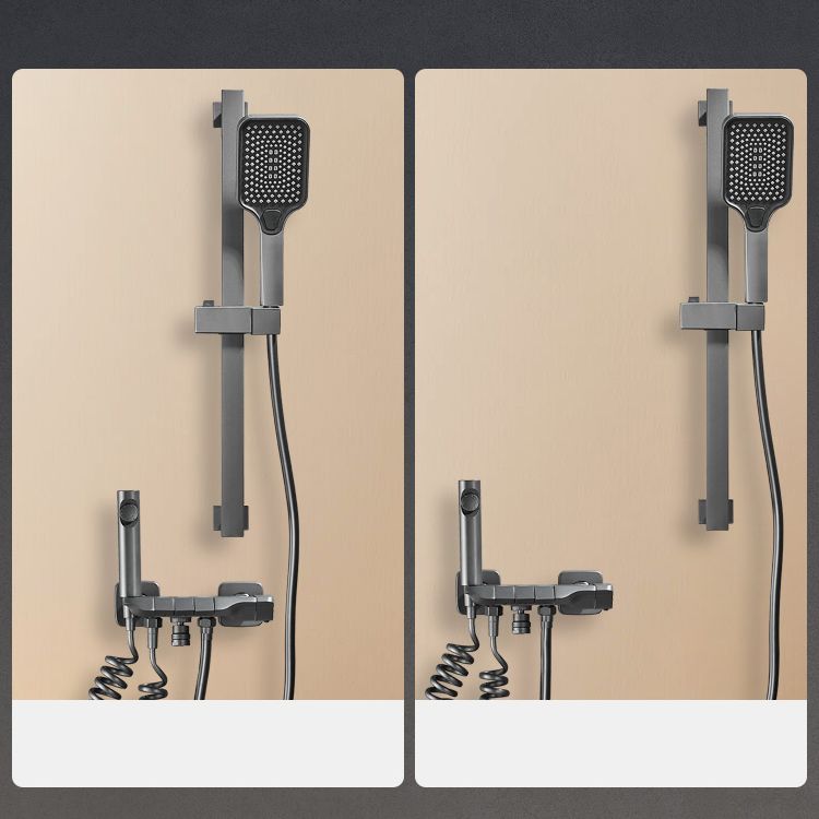 Square Shower Set Adjustable Spray Pattern Wall-Mounted Shower Set with Handshower