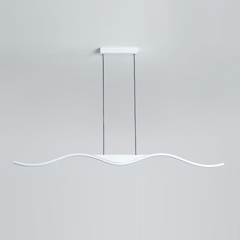 Unique Shape Hanging Lamp Modern Island Chandelier Lights in White Finish for Dining Room