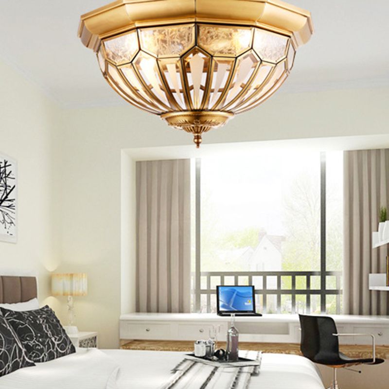 Brass Flush Ceiling Light Fixture Classic Glass Faceted Flush Mount Ceiling Fixture