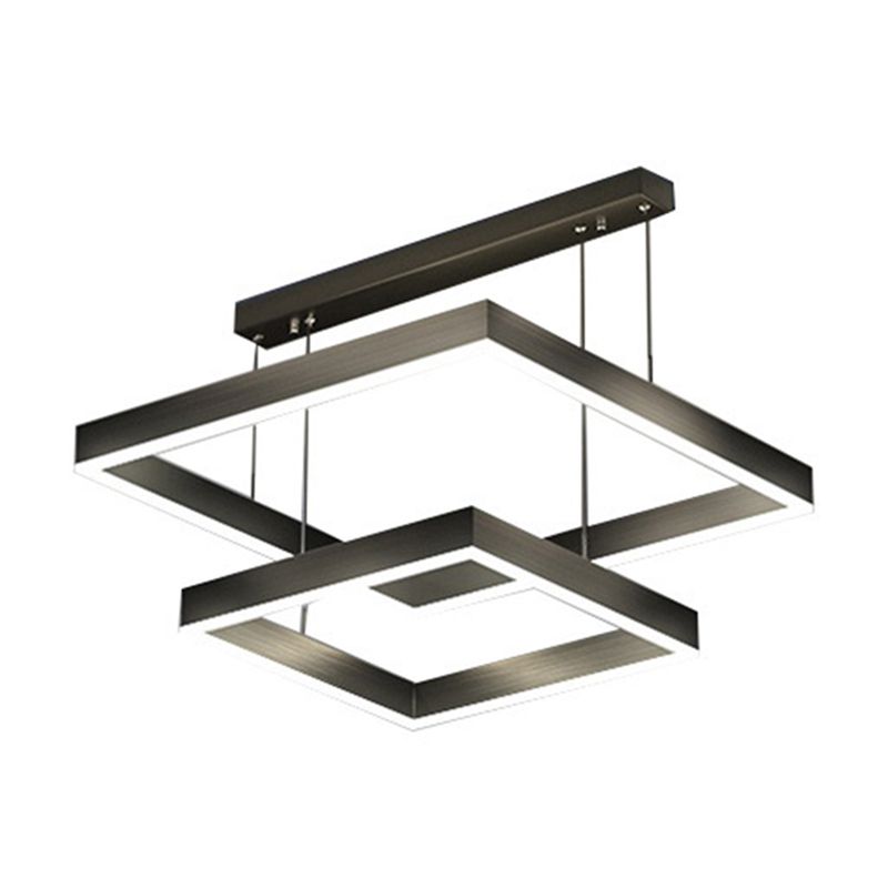 Acryl vierkante kroonluchter lamp Minimalistische stijl LED -hanger lichtkit in zwart
