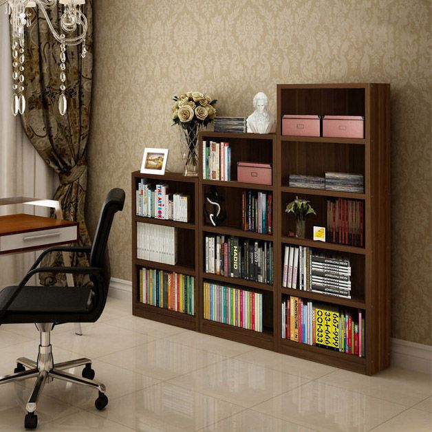 9.65"W Bookcase Contemporary Style Closed Back Brown Bookshelf for Home Office