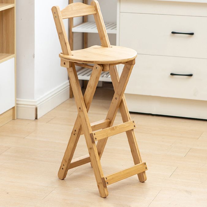 Modern Folding Armless Counter Stool Wood Living Room Bar Stool with Footrest