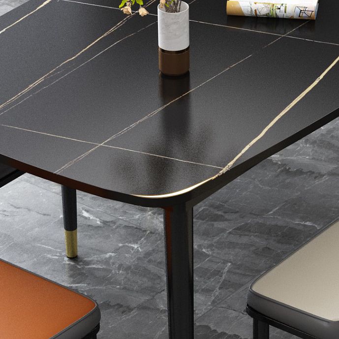 Traditionelle Luxus -Rechteck -Essstelle Tisch Stein Esszimmer Hausmöbel für Zuhause