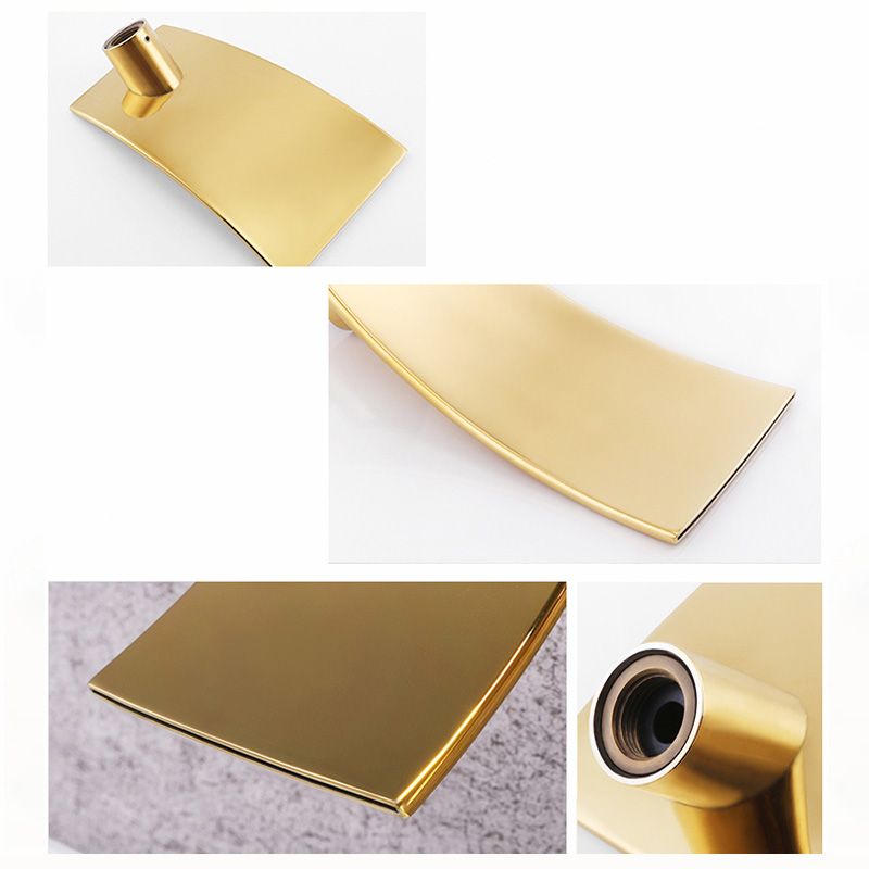 Glam Wall Mounted Bathroom Faucet Lever Handles Low Arc Solid Brass Faucet