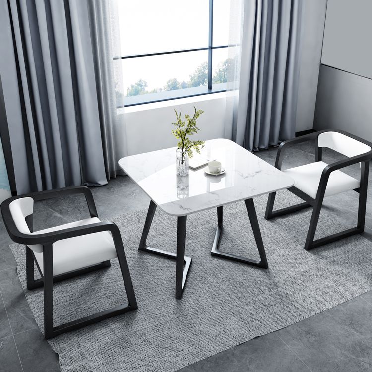 Sintered Stone White Ton Esstisch Industrial Doppelpodest Tisch für Esszimmer