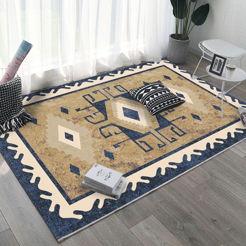 Retro Multicolor Moroccan Rug Polyster Geo Pattern Indoor Rug Anti-Slip Backing Pet Friendly Area Carpet for Bedroom