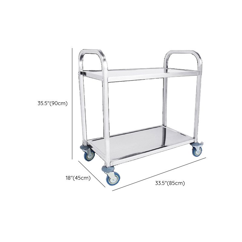 Modern Open Storage Prep Table Rectangular Metal Dining Room Kitchen Trolley