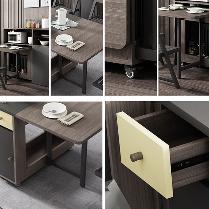 Rechthoek Midden-eeuwse moderne eettafel drop-bladtafel met vaste houten basis voor thuis